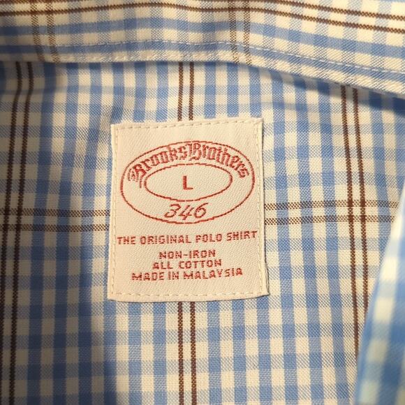 Vintage Brooks Brothers Blue Plaid The Original Polo Shirt Button Down Mens Sz L - Picture 7 of 11